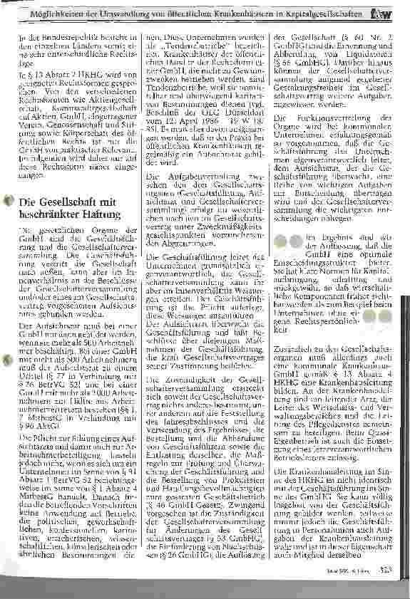 Vorschauseite 2: Möglichkeiten der Umwandlung von öffentlichen Krankenhäusern in Kapitalgesellschaften
