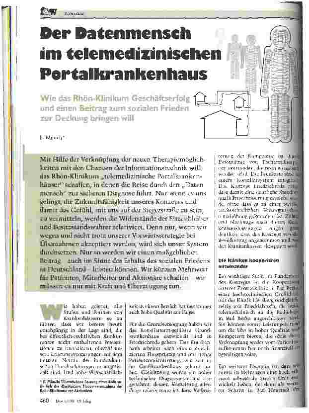 Vorschauseite 1: Der Datenmensch im telemedizinischen Portalkrankenhaus