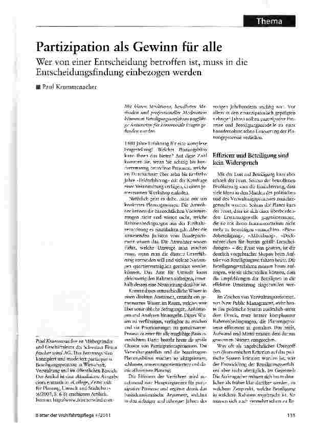 Vorschauseite 1: Partizipation als Gewinn für alle