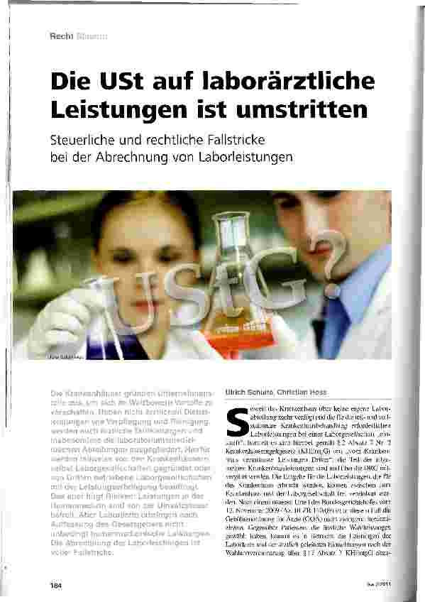 Vorschauseite 1: Die USt auf laborärztliche Leistungen ist umstritten