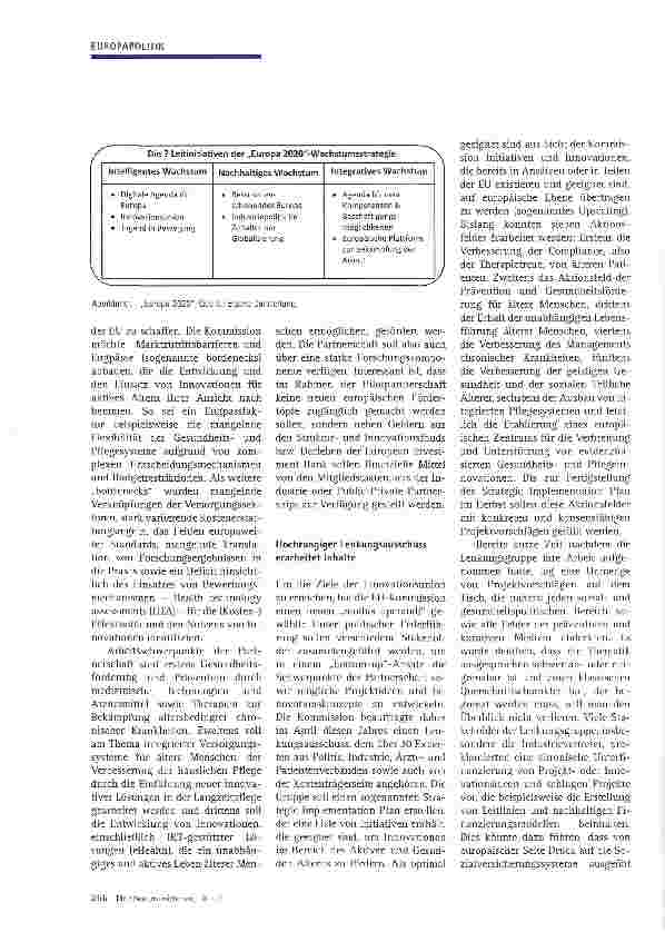 Vorschauseite 2: Europäische Innovationspartnerschaft für „Aktives und Gesundes Altern -Eine kritische Analyse