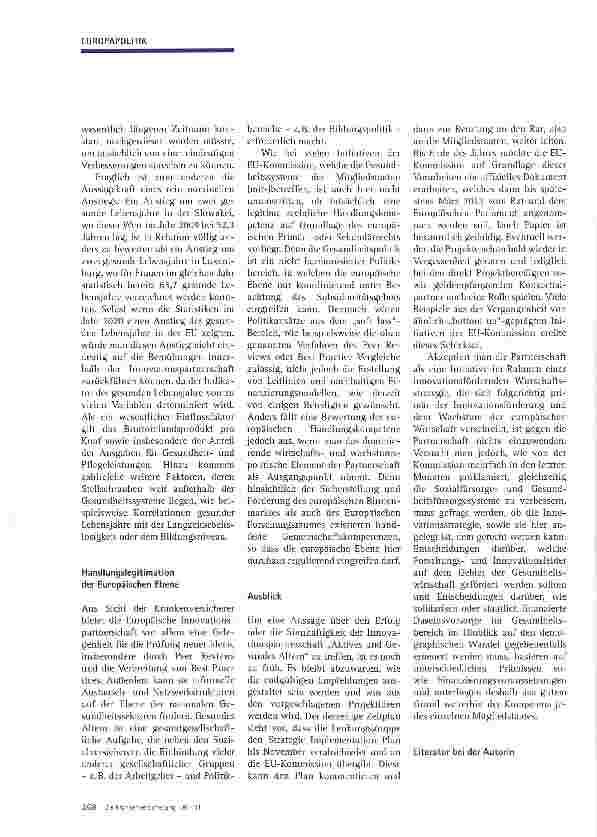 Vorschauseite 4: Europäische Innovationspartnerschaft für „Aktives und Gesundes Altern -Eine kritische Analyse