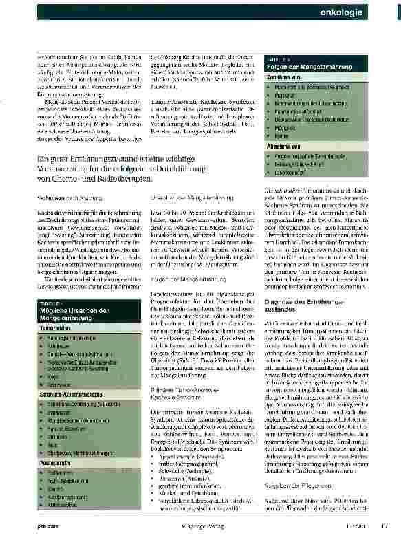 Vorschauseite 2: Ernährung des onkologischen Patienten