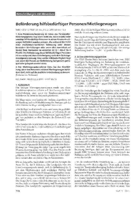 Vorschauseite 1: Beförderung hilfsbedürftiger Personen/Mietliegewagen