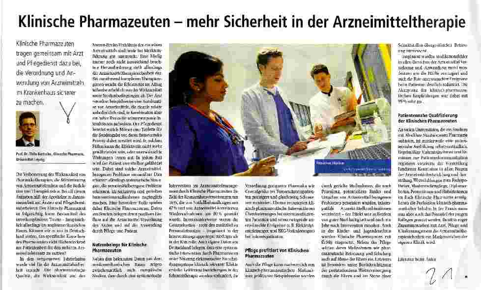 Vorschauseite 1: Klinische Pharmazeuten - mehr Sicherheit in der Arzneimitteltherapie