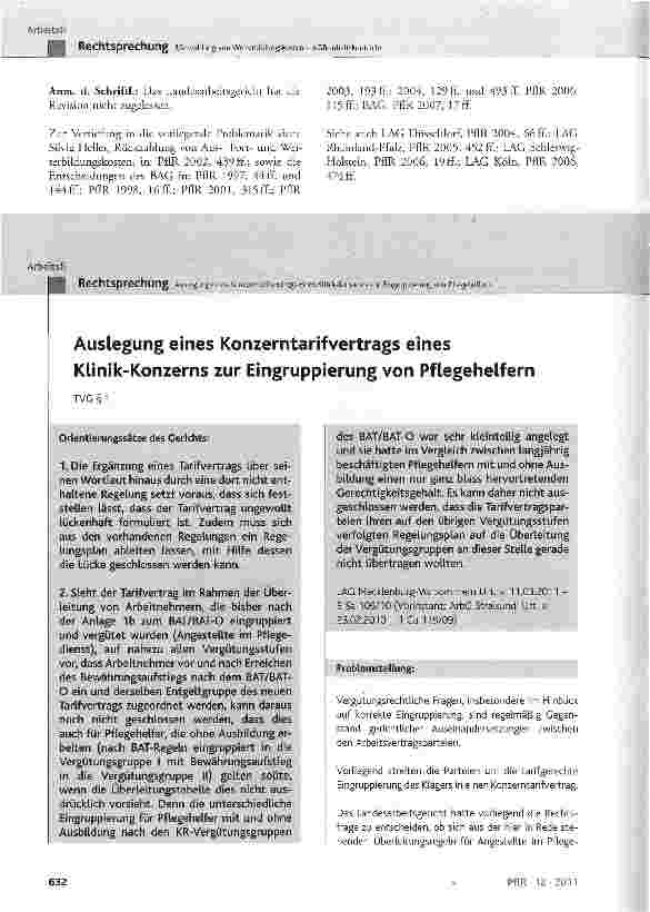 Vorschauseite 6: Rückzahlung von Weiterbildungskosten AGB-Inhaltskontrolle BGB § 133, § 157, § 307 Abs. 1, § 310 Abs. 3