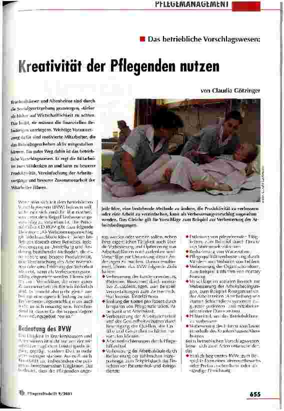 Vorschauseite 1: Kreativität der Pflegenden nutzen