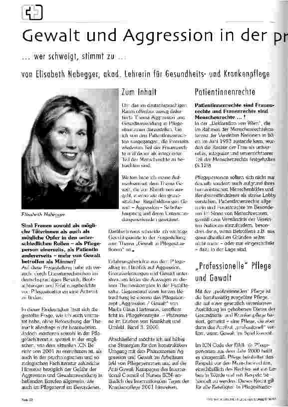 Vorschauseite 1: Gewalt und Aggression in der professionellen Pflege