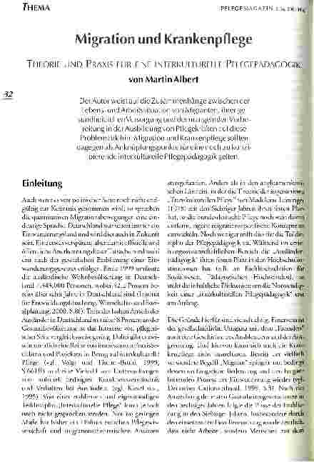 Vorschauseite 1: Migration und Krankenpflege Theorie und Praxis für eine interkulturelle Pflegepädagogik