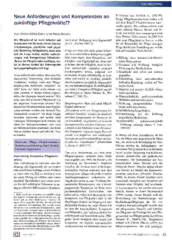 Vorschauseite 1: Neue Anforderungen und Kompetenzen an zukünftige Pflegekräfte!?
