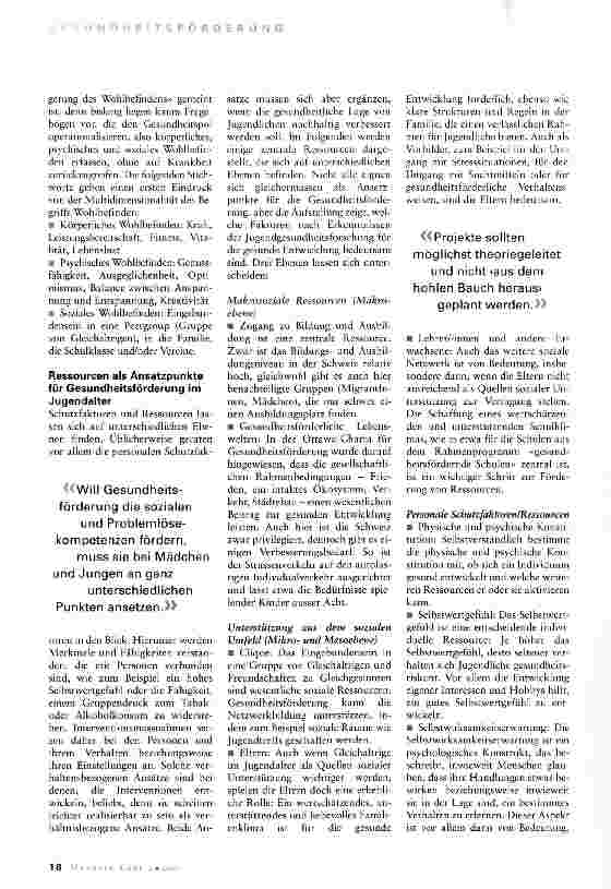 Vorschauseite 2: Gesundheitsförderungsprojekte für Jugendliche - Anforderungen aus wissenschaftlicher Sicht