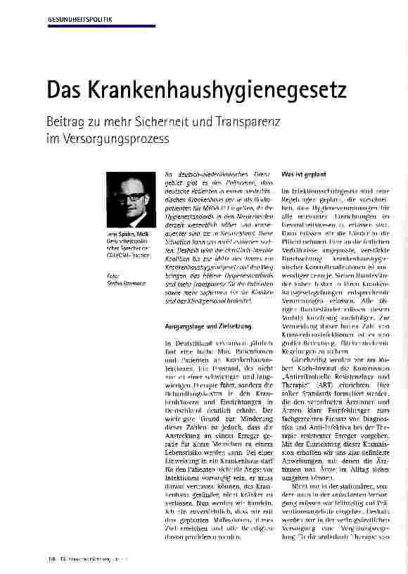 Vorschauseite 1: Das Krankenhaushygienegesetz