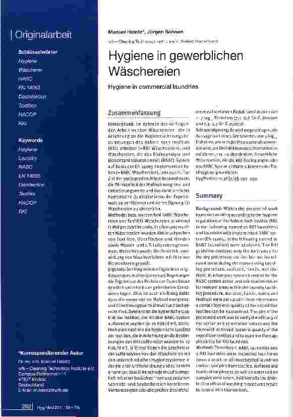 Vorschauseite 1: Hygiene in gewerblichen Wäschereien