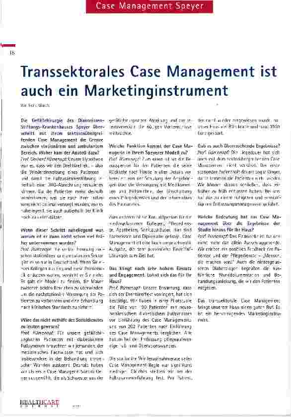 Vorschauseite 1: Transsektorales Case Management ist auch ein Marketinginstrument