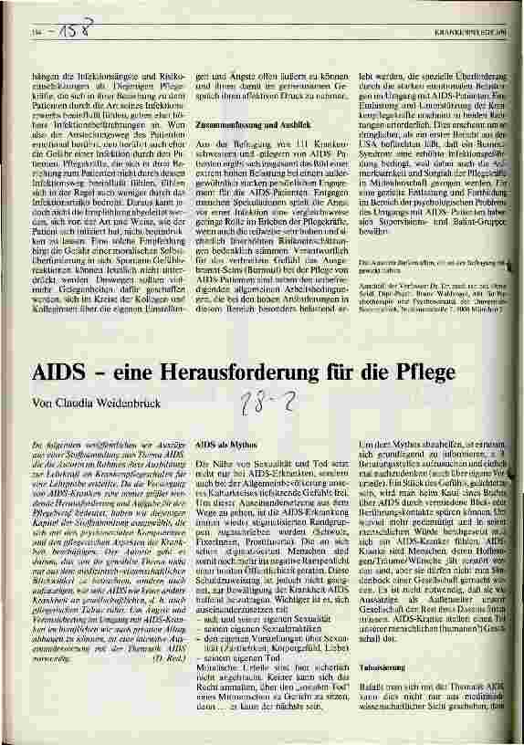 Vorschauseite 1: AIDS - eine Herausforderung für die Pflege