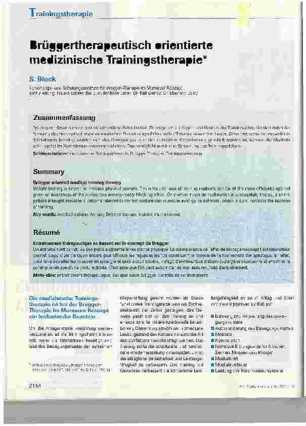 Vorschauseite 1: Brüggertherapeutisch orientierte medizinische Trainingstherapie