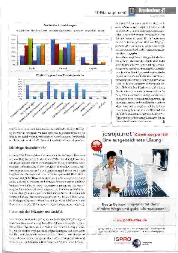 Vorschauseite 2: Studie „JPad im Gesundheitswesen: Anwendungen und PerspektivenMobile Tablet-Computer als feste e-Healthcare-Größe?