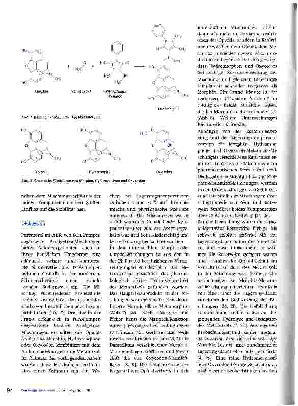 Vorschauseite 6: Opioid-Metamizol-MischungenSind sie in Schmerzmittelreservoiren zur kontinuierlichen parenteralen Applikationstabil?