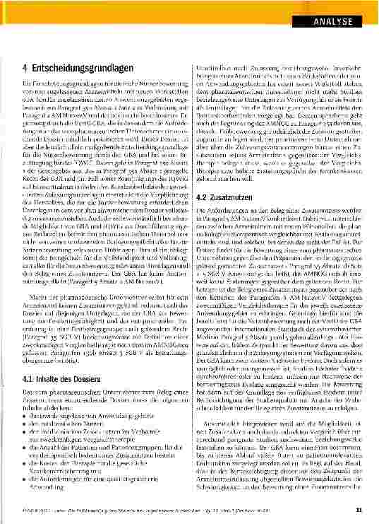 Vorschauseite 4: Die Frühbewertung des Nutzens neu zugelassener ArzneimittelHerausforderung für den Gemeinsamen Bundesausschuss und das Institut für Qualität und Wirtschaftlichkeit im Gesundheitsw…