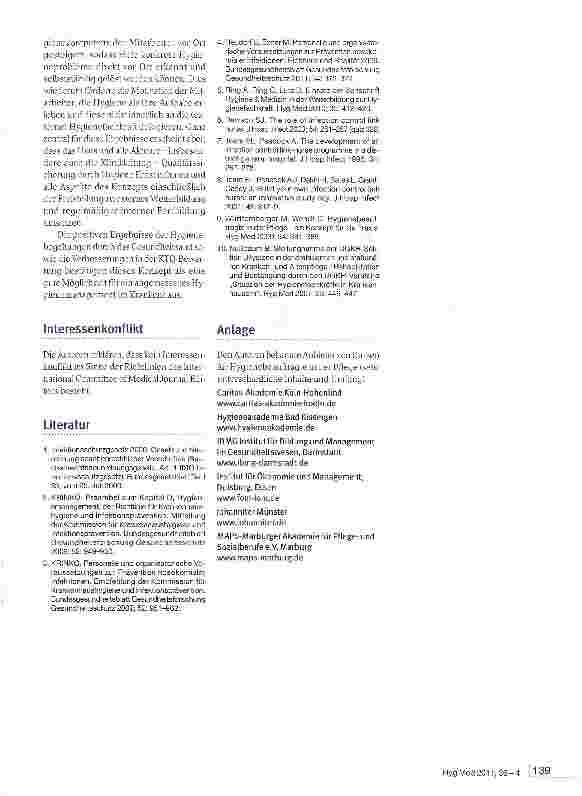 Vorschauseite 6: Personelle und organisatorische Voraussetzungen zur Prävention nosokomialer Infektionen: Positive Erfahrungen mit dem Konzept Hygienebeauftragte in der Pflege
