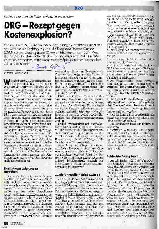 Vorschauseite 1: DRG-Rezept gegen Kostenexplosion?