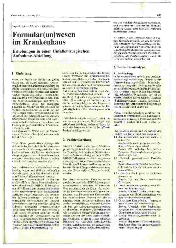 Vorschauseite 1: Formular(un)wesen im Krankenhaus