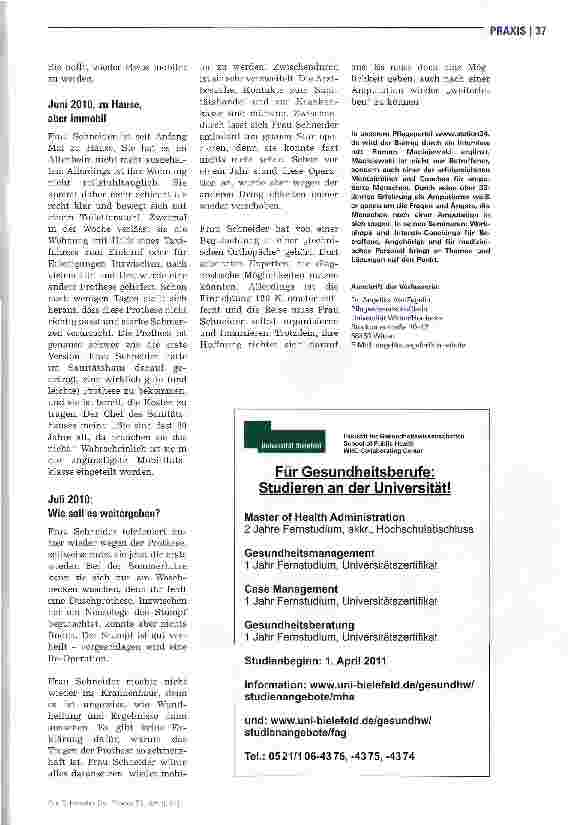 Vorschauseite 4: VersorgungslückenChronik einer Amputation - eine Patientin „fällt durch die Maschen