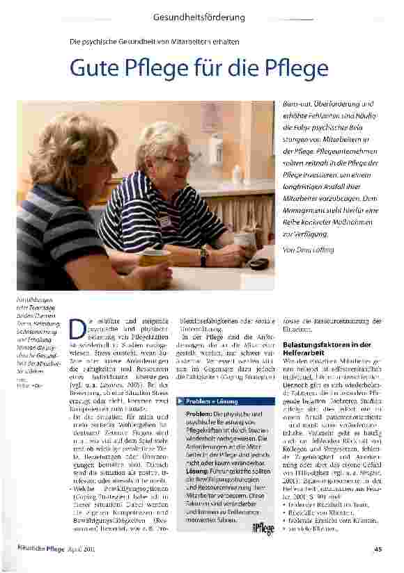 Vorschauseite 1: Gute Pflege für die Pflege