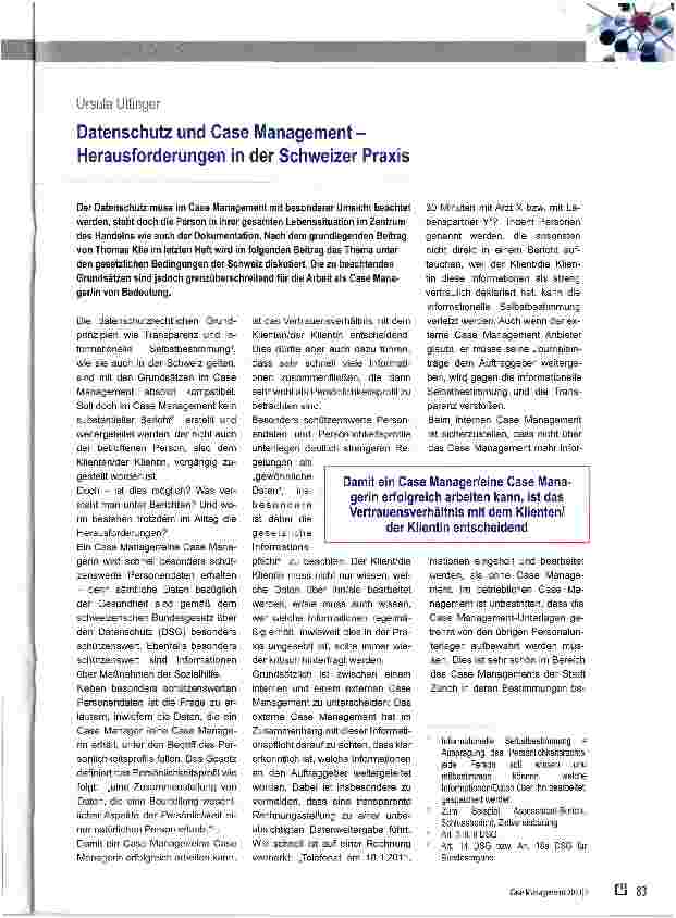 Vorschauseite 1: Datenschutz und Case Management-Herausforderungen in der Schweizer Praxis