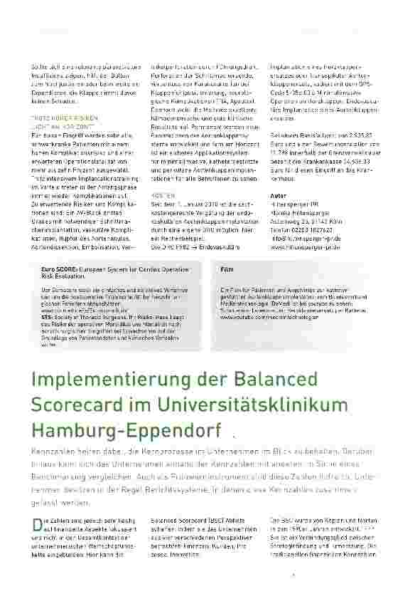 Vorschauseite 1: Implementierung der Balanced Scorecard im Universitätsklinikum Hamburg-Eppendorf