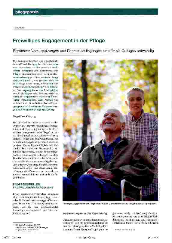 Vorschauseite 1: Freiwilliges Engagement in der Pflege