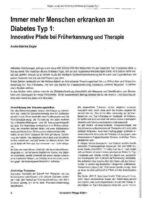 Vorschauseite 1: Immer mehr Menschen erkranken an Diabetes Typ 1: Innovative Pfade bei Früherkennung und Therapie