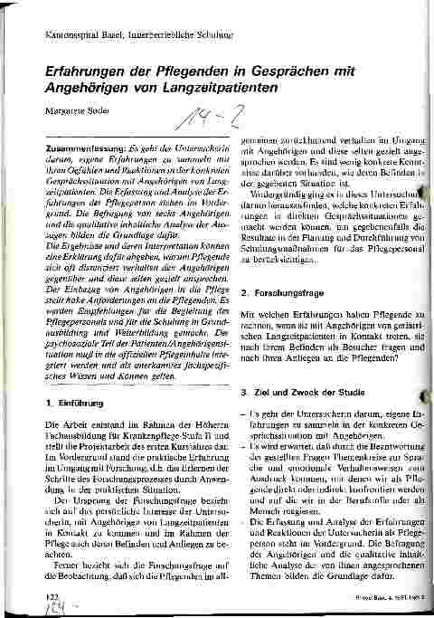 Vorschauseite 1: Erfahrungen der Pflegenden in Gesprächen mit Angehörigen von Langzeitpatienten