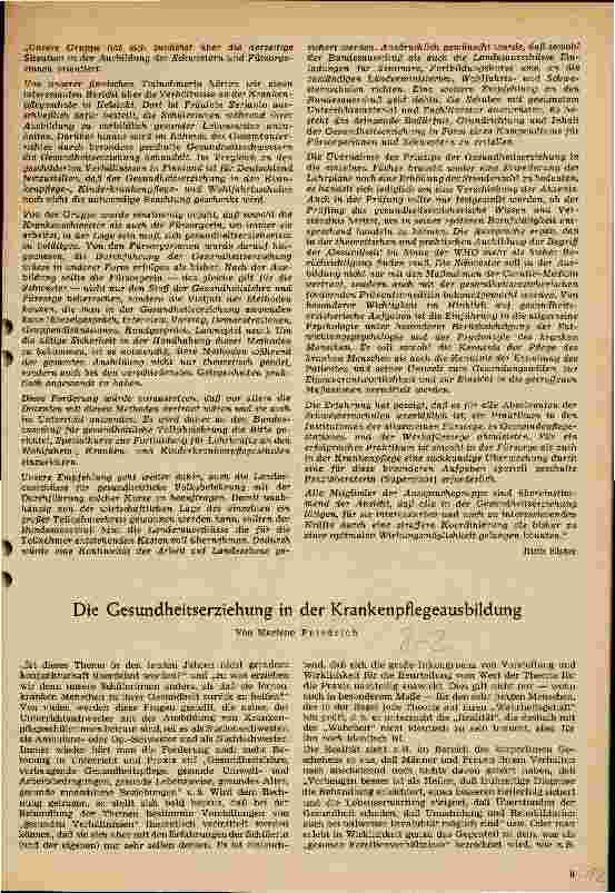 Vorschauseite 1: Die Gesundheitserziehung in der Krankenpflegeausbildung