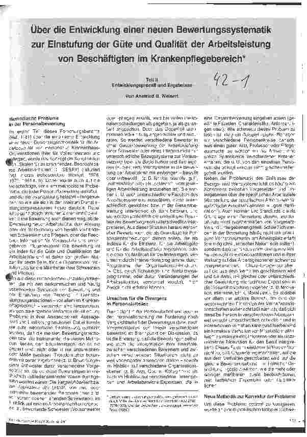 Vorschauseite 1: Über die Entwicklung einer neuen Bewertungssystematik zur Einstufung der Güte und Qualität der Arbeitsleistung v. Beschäftigten im Pflegeber.