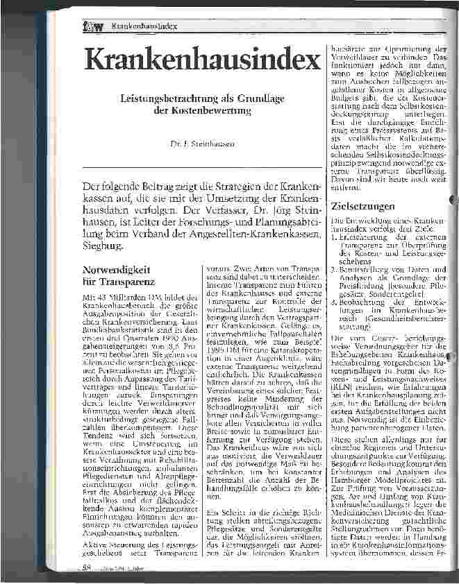 Vorschauseite 1: Krankenhausindex Leistungsbetrachtung als Grundlage der Kostenbewertung