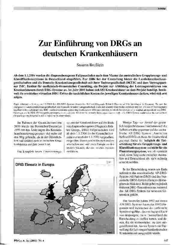 Vorschauseite 1: Zur Einführung von DRGs an deutschen Krankenhäusern