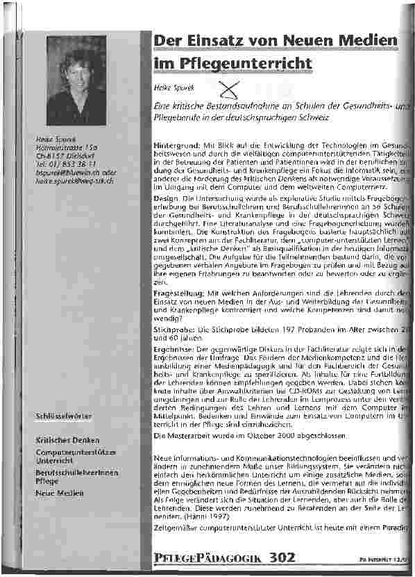 Vorschauseite 1: Der Einsatz von Neuen Medien im Pflegeunterricht Eine kritische Bestandsaufnahme