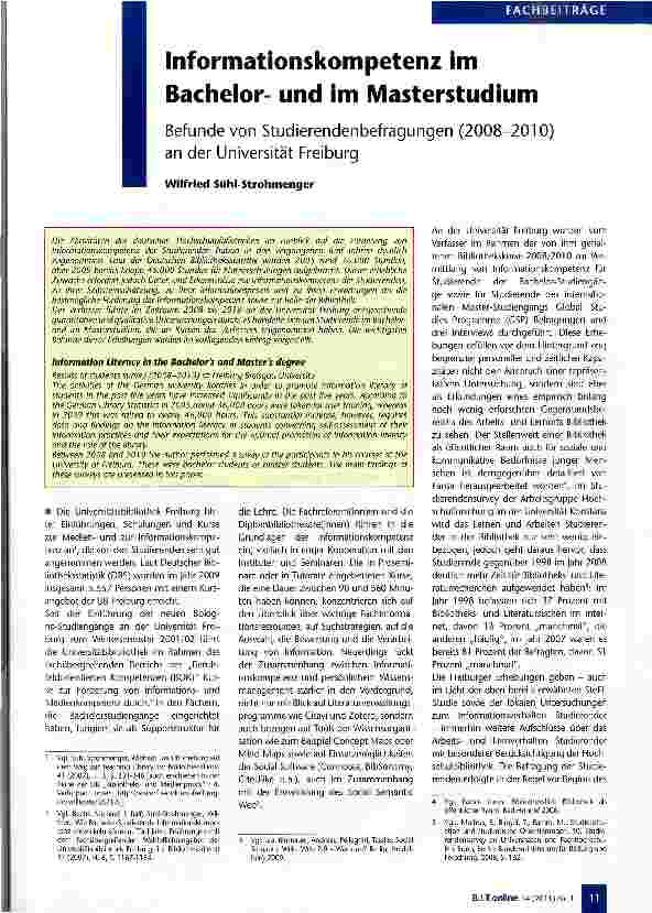 Vorschauseite 1: Informationskompetenz im Bachelorund im Masterstudium
