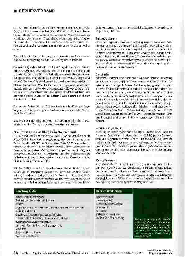 Vorschauseite 3: Ergotherapie und die Behindertenrechtskonvention der Vereinten Nationen (UN-BRK)