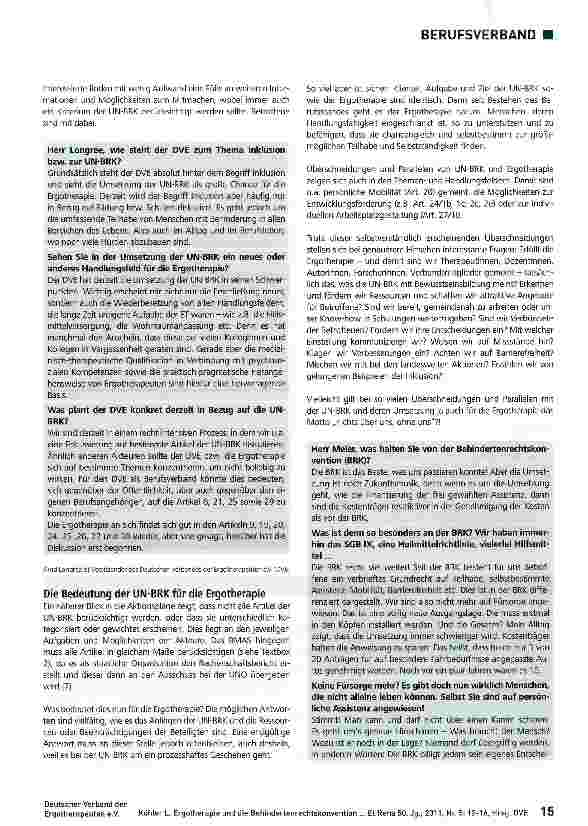 Vorschauseite 4: Ergotherapie und die Behindertenrechtskonvention der Vereinten Nationen (UN-BRK)