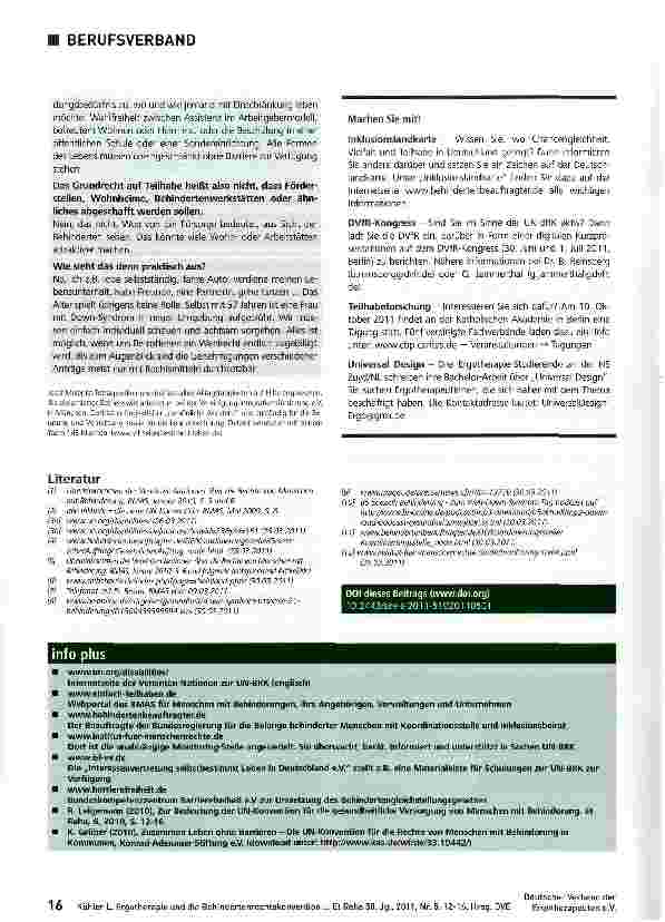 Vorschauseite 5: Ergotherapie und die Behindertenrechtskonvention der Vereinten Nationen (UN-BRK)