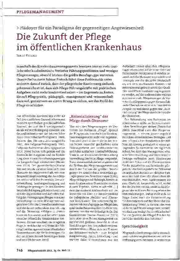 Vorschauseite 1: Die Zukunft der Pflege im öffentlichen Krankenhaus