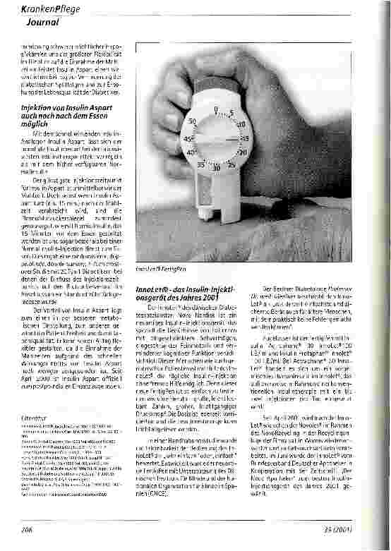 Vorschauseite 2: Insulin Aspart (Novo Rapid) Ein Fortschritt in der Diabetikerbehandlung