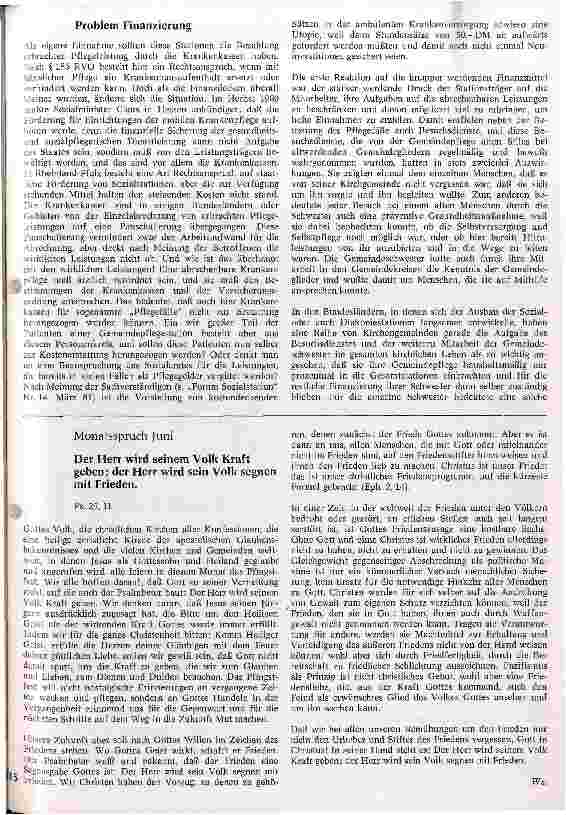 Vorschauseite 2: Gemeindepflege in Gefahr Bericht am Schwesterntag, 7. Mai 1981
