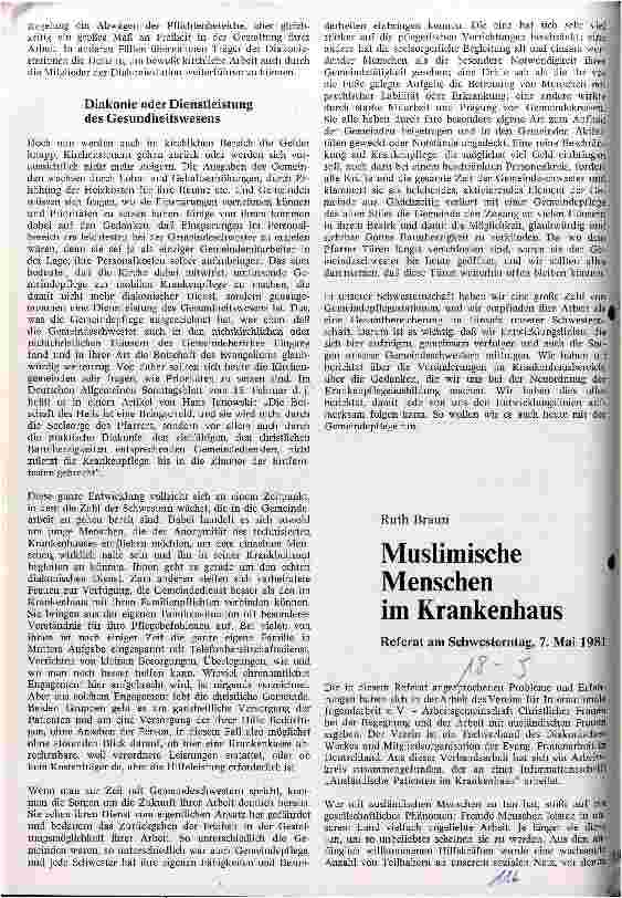 Vorschauseite 3: Gemeindepflege in Gefahr Bericht am Schwesterntag, 7. Mai 1981