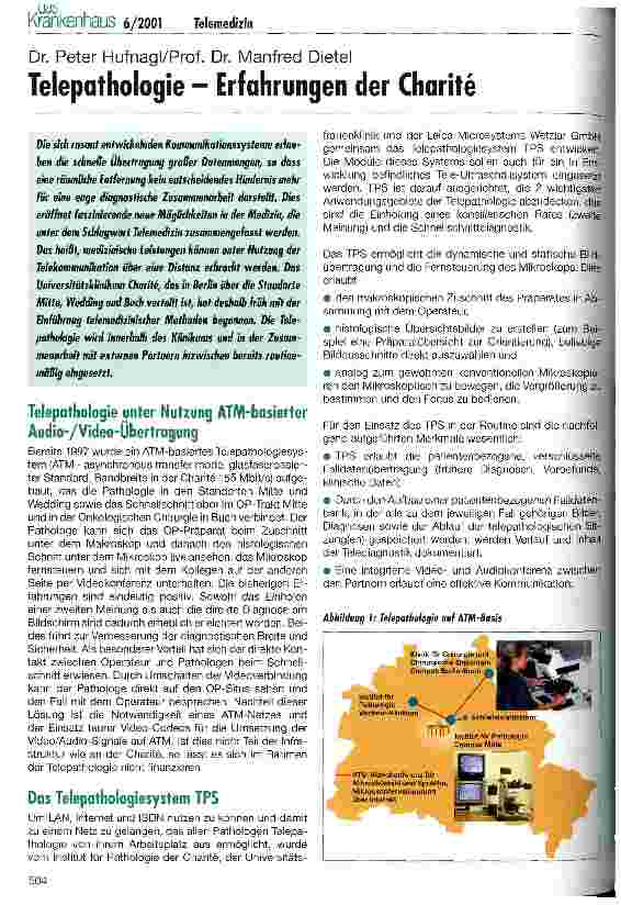 Vorschauseite 1: Telepathologie - Erfahrungen der Charité