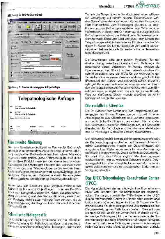 Vorschauseite 2: Telepathologie - Erfahrungen der Charité