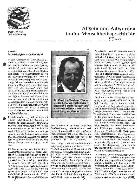 Vorschauseite 1: Alt sein und Altwerden in der Menschheitsgeschichte