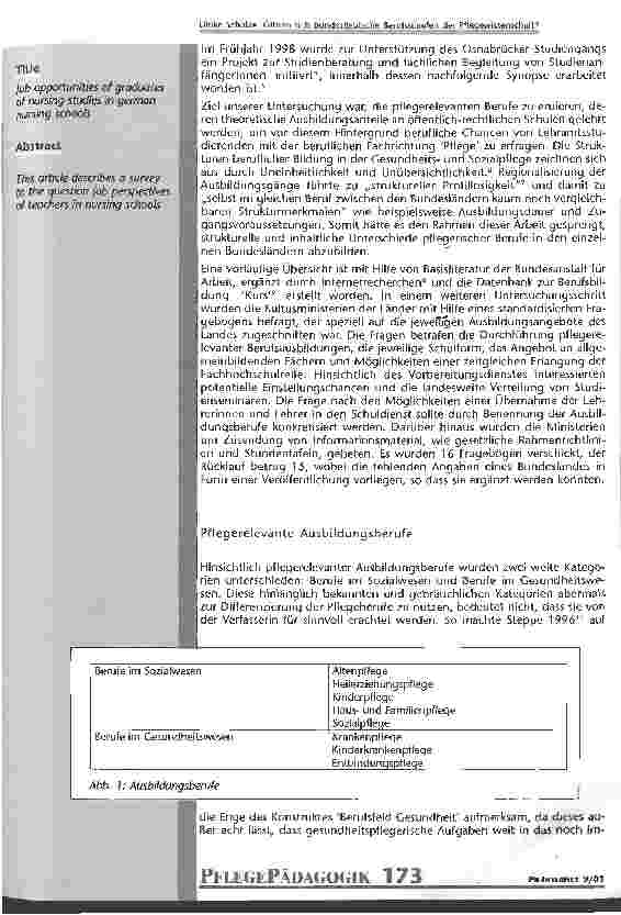 Vorschauseite 2: Öffnen sich bundesdeutsche Berufsschulen der Pflegewissenschaft?